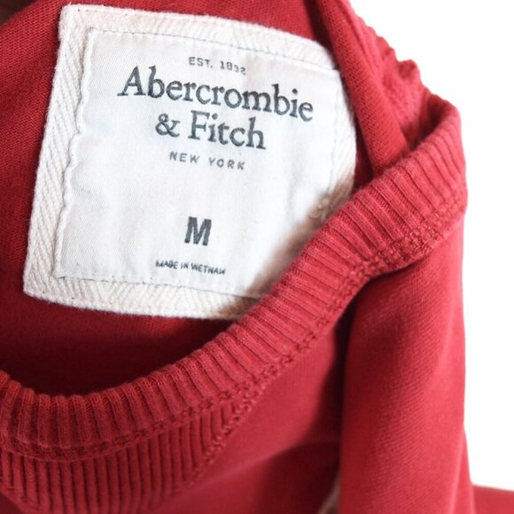 Abercrombie & Fitch A&F Embroidered Crewneck Sweatshirt Men’s M Red Muscle Prep - Picture 5 of 8